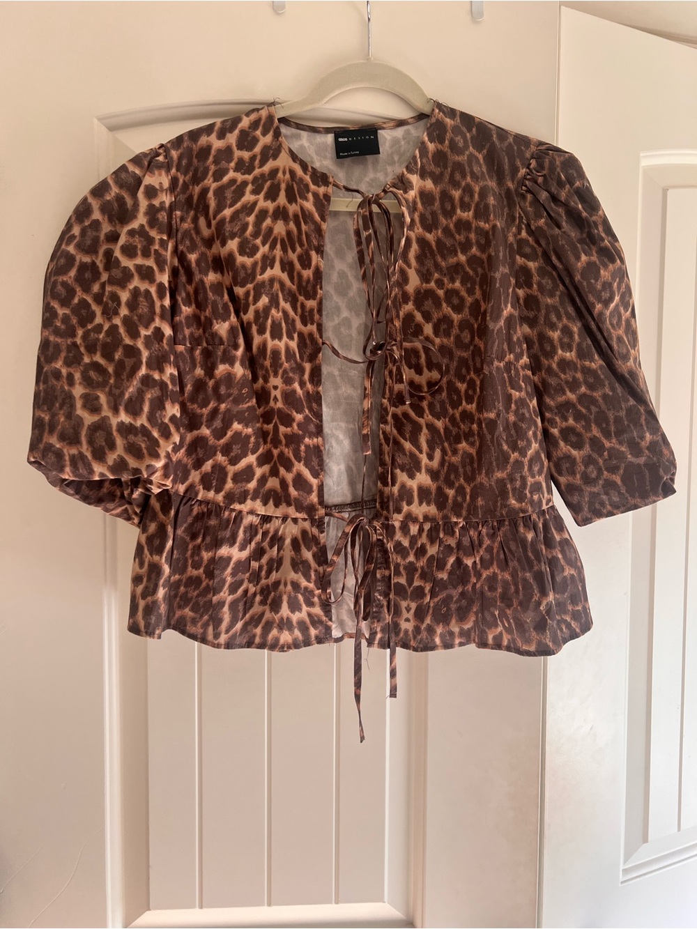 asos leopard tie blouse